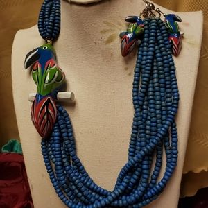 JIMMY Buffet style Parrot earrings & necklace